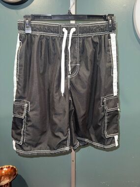 Kanu Surf Black Swim Trunks with White Trim